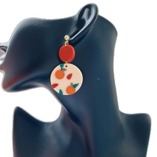 Polymer Clay Drop Earring, with Brass, handmade, Halloween Jewelry Gift & for woman 