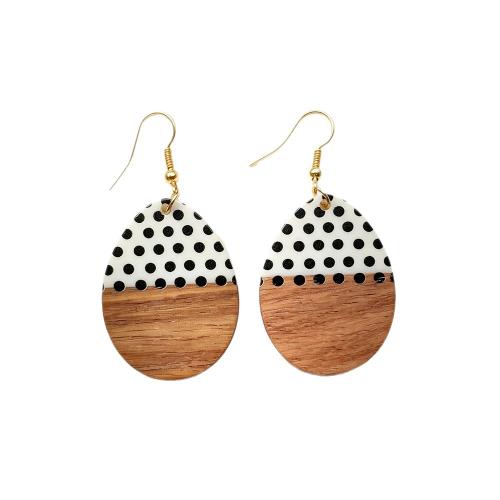 bois Boucle d'oreille goutte, styles différents pour le choix & pour femme & creux, Vendu par paire[
