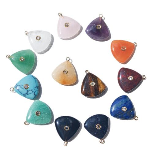 Gemstone Jewelry Pendants, with 304 Stainless Steel, Triangle, DIY & with rhinestone 