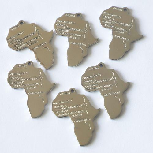 Stainless Steel Pendants, 304 Stainless Steel, Map, polished, DIY original color 