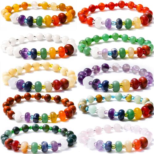 Gemstone Bracelet, handmade & Unisex, abacus beads approximately 5*8mm / round beads approximately 8mm Approx 18 cm 