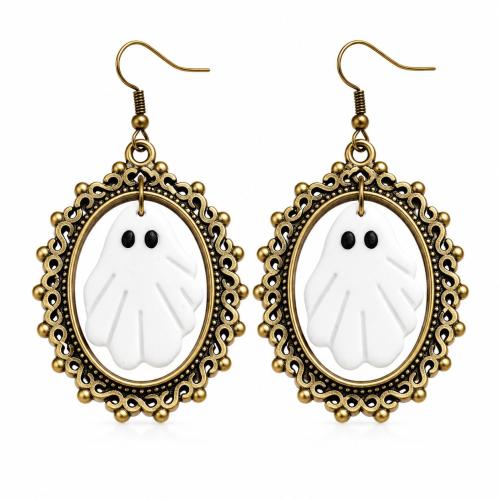 Polymer Clay Drop Earring, with Zinc Alloy, Ghost, handmade, Halloween Design & vintage & for woman 