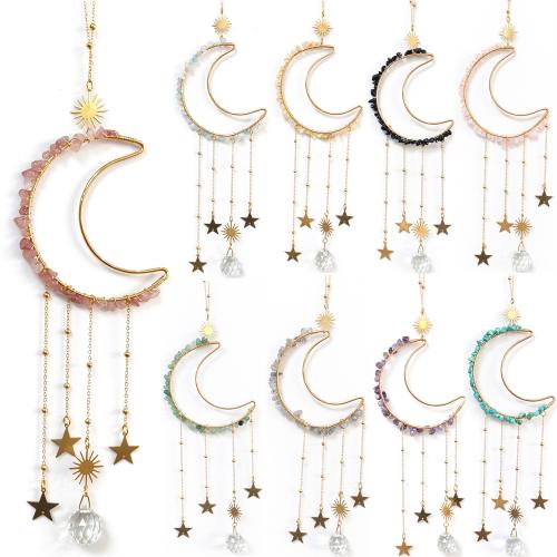 Gemstone Hanging Ornaments, with Zinc Alloy, Moon 480mm 