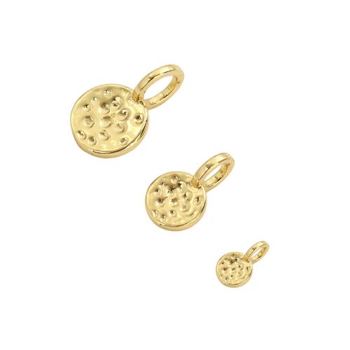Brass Jewelry Pendants, Flat Round, real gold plated, DIY & hammered Approx 3.5mm 