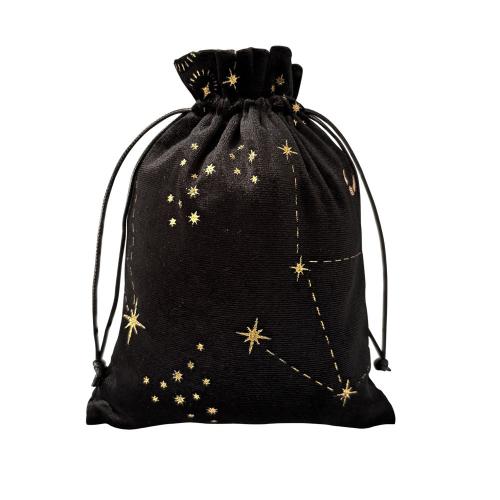 Baumwollsamt Drawstring Tasche, Epoxidharzklebstoff, Staubdicht & mit einem Muster von Stern, schwarz, verkauft von PC[