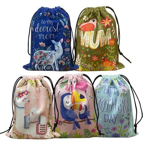 Baumwollsamt Drawstring Tasche, mit Leinen, Kunstdruck, Tragbar & Staubdicht, keine, 130x180mm, verkauft von PC[