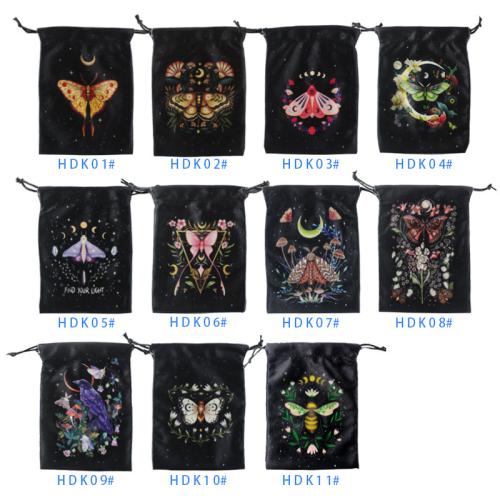 Velveteen Drawstring Bag, Rectangle, printing, portable & dustproof [