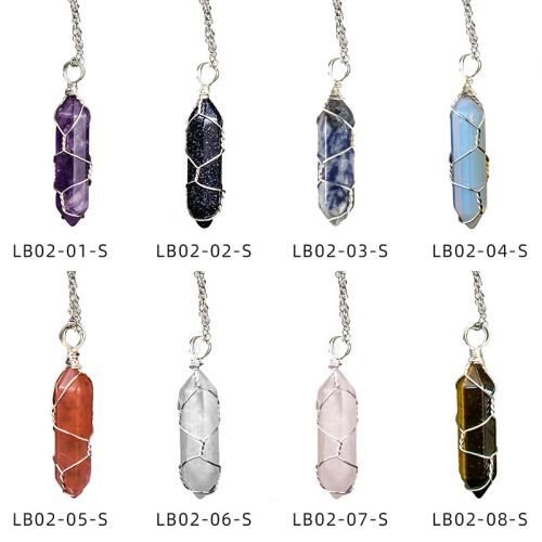 Gemstone Necklace, with Zinc Alloy, Geometrical Pattern & Unisex 