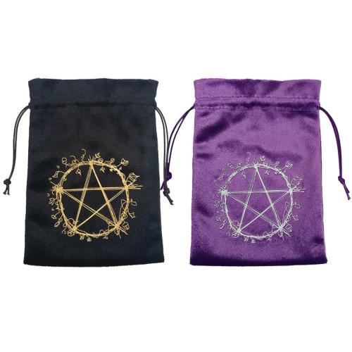 Velveteen Drawstring Bag, Rectangle, printing, dustproof [