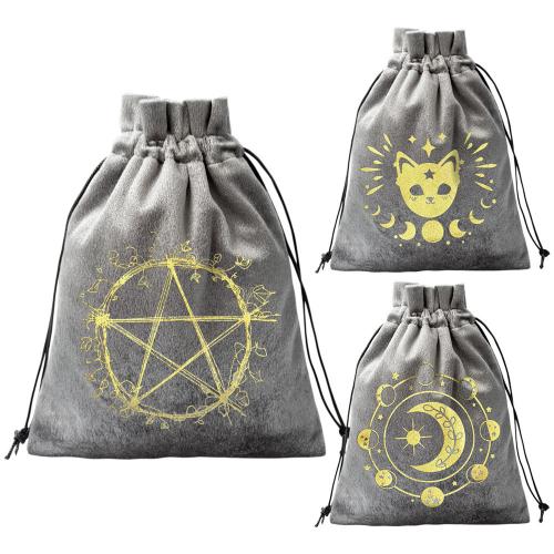 Velvet Drawstring Bag, Rectangle, printing grey [