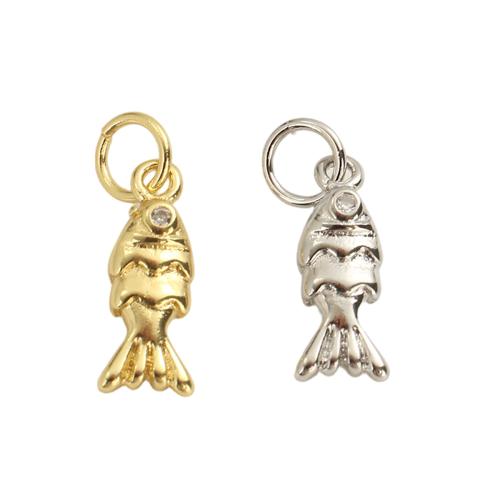 Cubic Zirconia Micro Pave Brass Pendants, Fish, plated, DIY & micro pave cubic zirconia Approx 3.5mm 