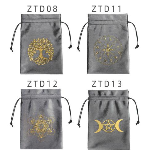 samt Drawstring Tasche, Rechteck, Kunstdruck, Tragbar & verschiedene Muster für Wahl, silbergrau, 130x180mm, verkauft von PC[