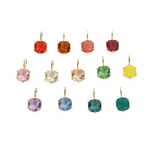 Cubic Zirconia Brass Pendants, Geometrical Pattern, real gold plated, DIY & with cubic zirconia Approx 