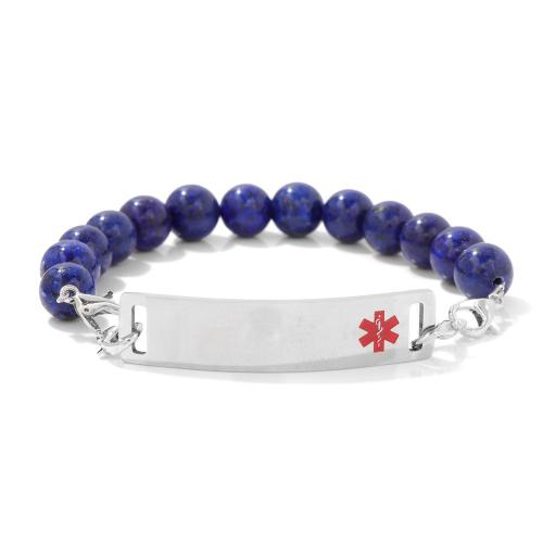 Gemstone Bracelets, with Wax Cord & Stainless Steel, Adjustable 