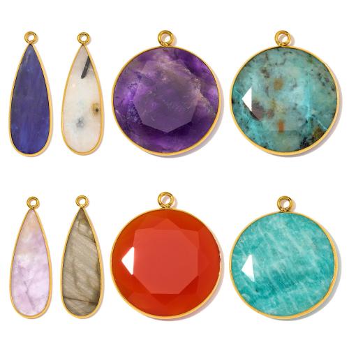 Gemstone Jewelry Pendants, 304 Stainless Steel, with Gemstone, gold color plated, DIY 