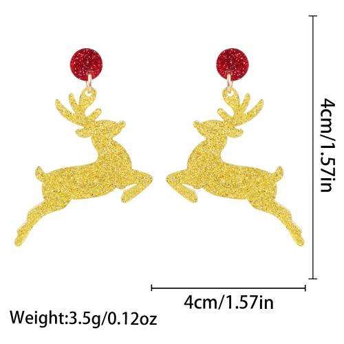 Acrylic Drop Earring, Christmas Reindeer, fashion jewelry & for woman 