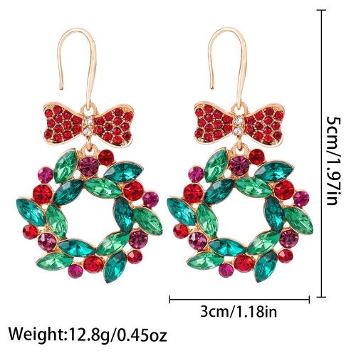Zinc Alloy Drop Earring, with Plastic Pearl, Bowknot, plated, Christmas Design & micro pave cubic zirconia & for woman & enamel 