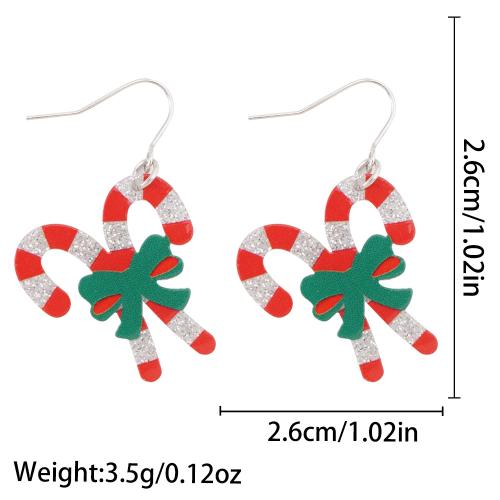 Acrylic Drop Earring, Christmas Candy Cane, printing, Christmas Design & for woman 