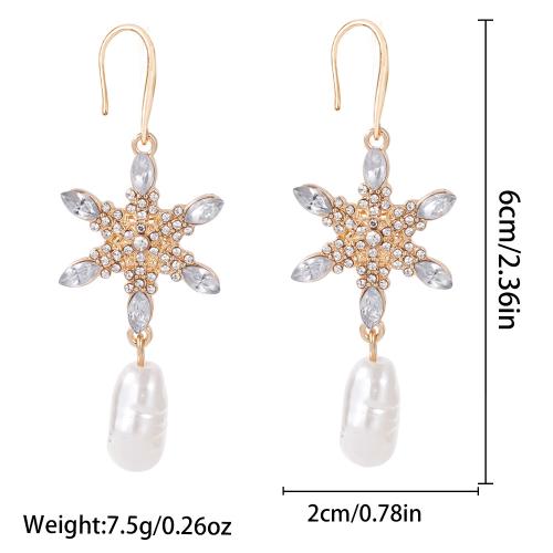 Zinc Alloy Drop Earring, with Plastic Pearl, gold color plated, Christmas Design & DIY & for woman 