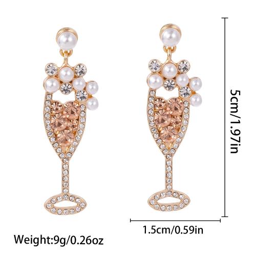 Zinc Alloy Stud Earring, with Plastic Pearl, plated, Christmas Design & for woman & with rhinestone 