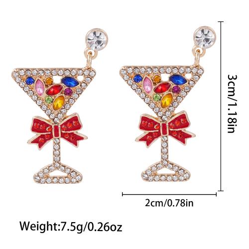 Zinc Alloy Drop Earring, Cup, plated, for woman & enamel & with rhinestone 
