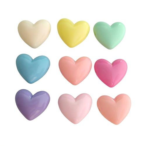 Solid Color Acrylic Beads, Heart, random style & DIY, mixed colors, 18mm Approx 1.8mm, Approx  [