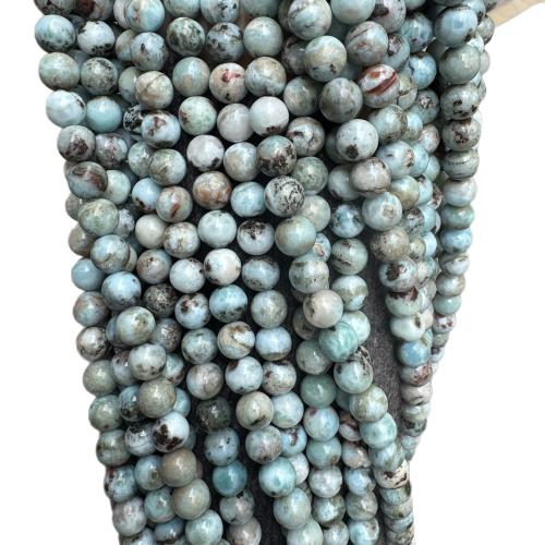 Single Gemstone Beads, Larimar, Round, polished, DIY 