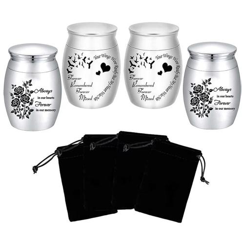 Aluminum Alloy Cinerary Casket, 4 pieces & with letter pattern & waterproof, silver color 
