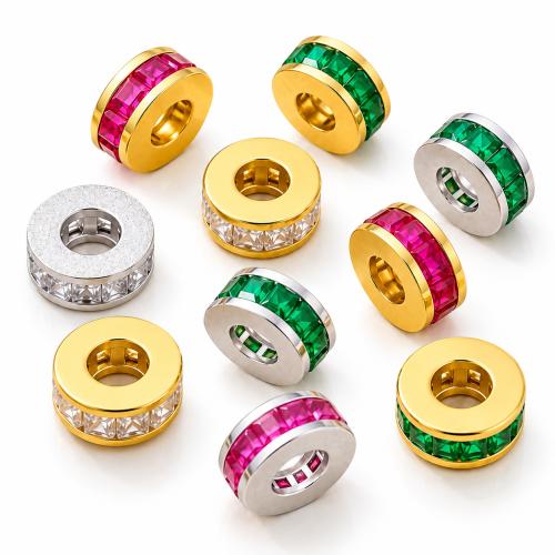 Entretoise de perles en laiton, rondelle, Placage, DIY & pavé de micro zircon, plus de couleurs à choisir, 8mm Environ 3mm Vendu par sac