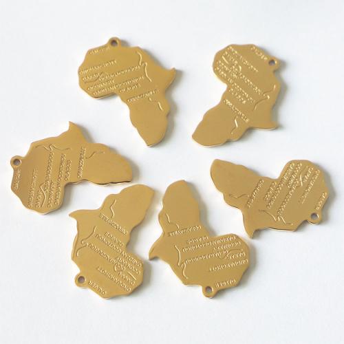 Edelstahl Anhänger, Landkarte, goldfarben plattiert, DIY & verschiedene Stile für Wahl, Goldfarbe, 21x25x15mm, verkauft von PC