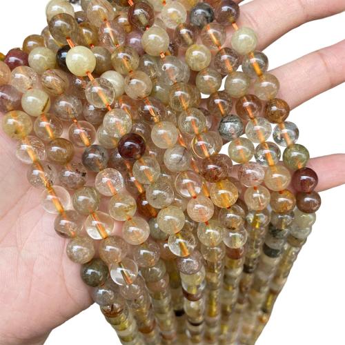 Rutilated Quartz Beads, Round, DIY gold Approx 38 cm 
