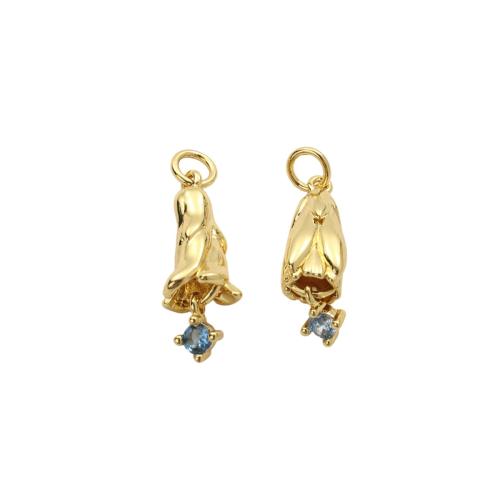 Cubic Zirconia Micro Pave Brass Pendants, real gold plated, DIY & micro pave cubic zirconia Approx 3.5mm 