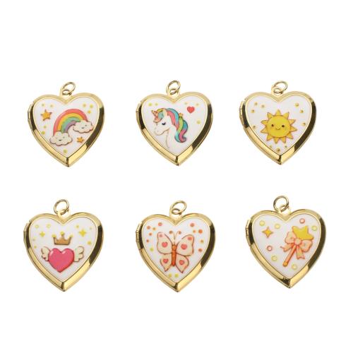 Brass Locket Pendants, Heart, real gold plated, DIY Approx 3.5mm 