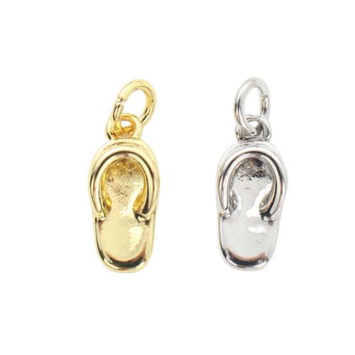 Brass Shoes Pendants, Slipper, plated, DIY 