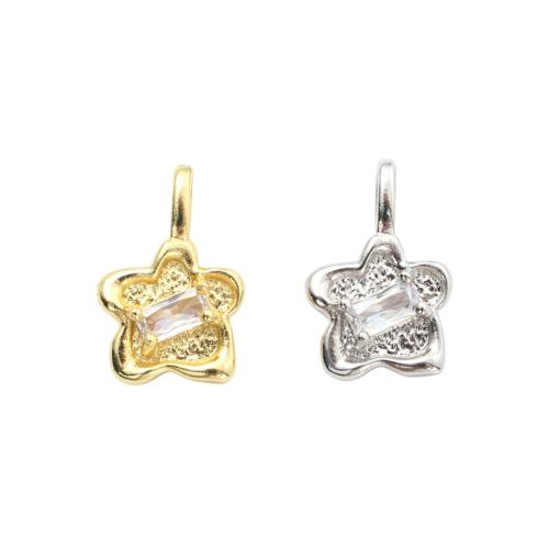 Cubic Zirconia Micro Pave Brass Pendants, Flower, plated, DIY & micro pave cubic zirconia 
