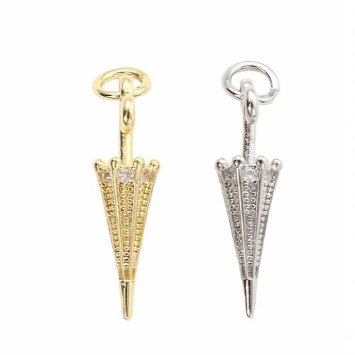 Cubic Zirconia Micro Pave Brass Pendants, Umbrella, plated, DIY & micro pave cubic zirconia 