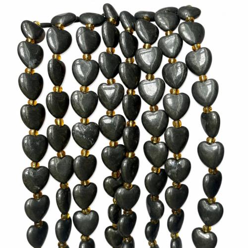 Golden Pyrite Beads, Heart, polished, DIY, 12mm, Approx 