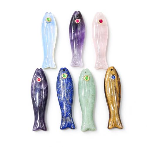 Gemstone Jewelry Pendants, Fish, DIY & with rhinestone 