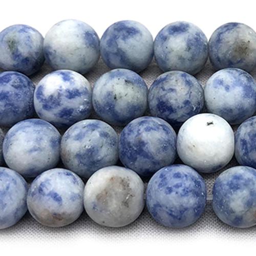 Blauer Fleck Perlen, blauer Punkt, rund, DIY & verschiedene Größen vorhanden & satiniert, verkauft von Strang