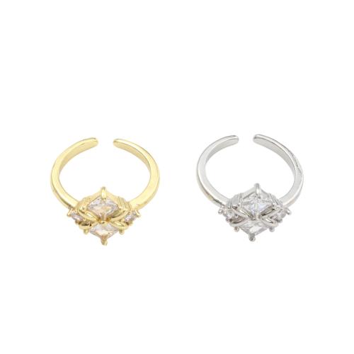 Brass Cuff Finger Ring, plated, micro pave cubic zirconia & for woman US Ring .5 