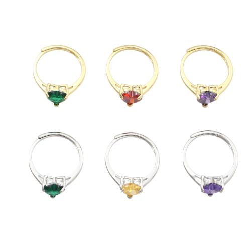 Brass Finger Ring, Heart, plated, micro pave cubic zirconia & for woman US Ring .5 