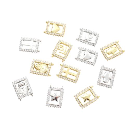 Cubic Zirconia Micro Pave Brass Pendants, plated, DIY & micro pave cubic zirconia & hollow 