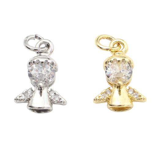 Cubic Zirconia Micro Pave Brass Pendants, Angel, plated, DIY & micro pave cubic zirconia 