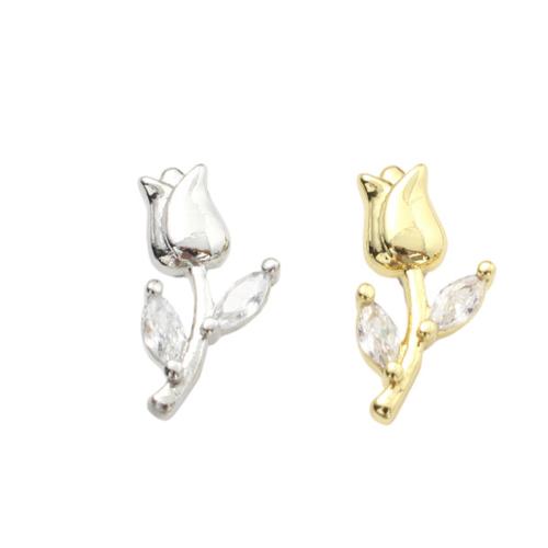 Cubic Zirconia Micro Pave Brass Pendants, Flower, plated, DIY & micro pave cubic zirconia 