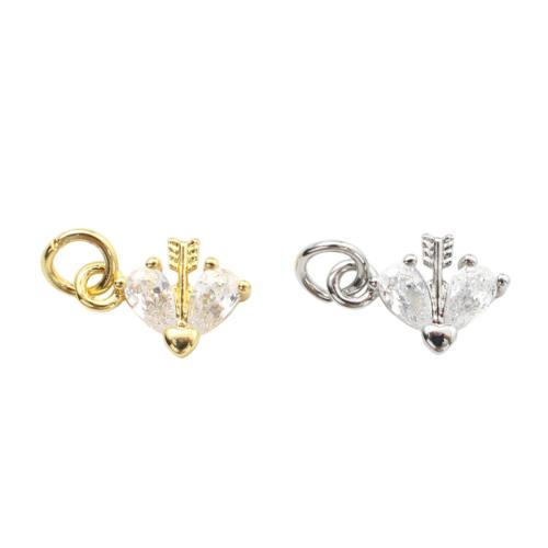 Cubic Zirconia Micro Pave Brass Pendants, Heart, plated, DIY & micro pave cubic zirconia 