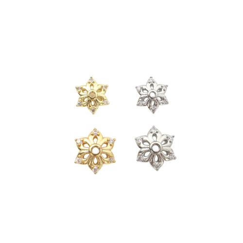 Brass Bead Cap, plated, DIY & micro pave cubic zirconia 