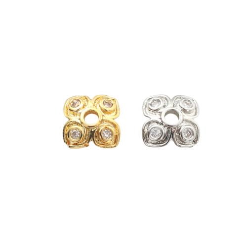 Brass Bead Cap, plated, DIY & micro pave cubic zirconia 