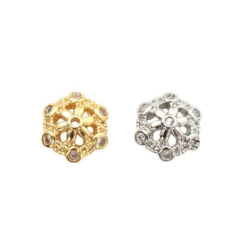 Brass Bead Cap, plated, DIY & micro pave cubic zirconia 