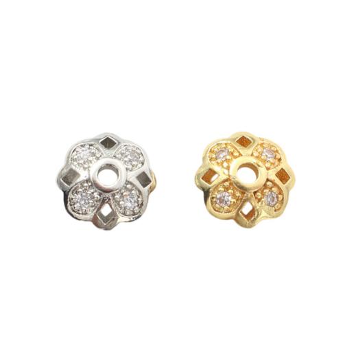 Brass Bead Cap, plated, DIY & micro pave cubic zirconia 