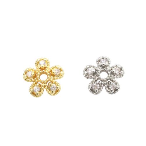 Brass Bead Cap, plated, DIY & micro pave cubic zirconia 